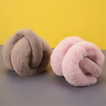 Foldable Plush Earmuffs Women Winter Warm Earflaps Unisex Portable Ear Headphone Outdoor Fashion Solid Color Frostproof Earcover