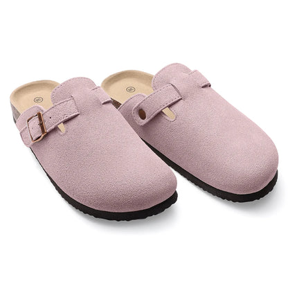 KIDMI Fashion Suede Clogs Slippers Men Clogs Slippers Cork Clogs Beach Sandals Outdoor Soft Nonslip Men Mules With Arch Support