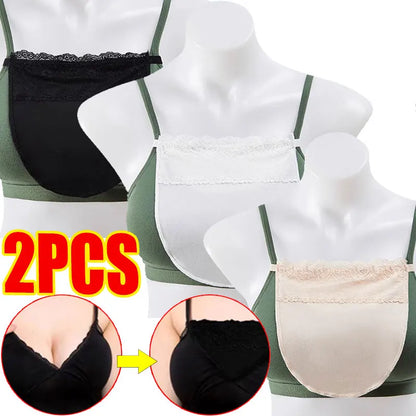 Women Invisible Anti Glare Underwear Lace Cleavage Cover Up Mock Camisole Bra Strapless Insert Wrapped Chest Intimates