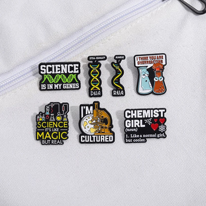 Chemical Structure Molecule Proton Enamel Pins Science Is In My Genes Brooches Lapel Badges Jewelry Gift For Physicists Chemists