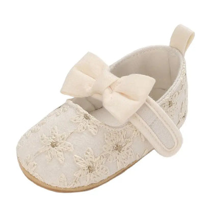 HAIZHIW 0-18 Months Cute White Lace Baby Girl Princess shoes Baby Shoes Bow Fringe Rubber Soled Non-slip Footwear Crib Shoes