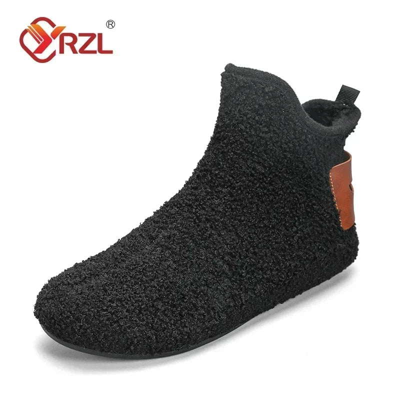 YRZL Winter Cotton Shoes Men High Top Warm Slip on Lightweight Slippers Men Plush Indoor Cotton Boots Men Winter Warm Shoes