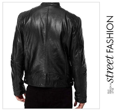 Herren PU Lederjacke Stehkragen Reißverschluss Mantel Jacken Herbst Casual Motorrad PU Jacke Biker Slim Ledermäntel