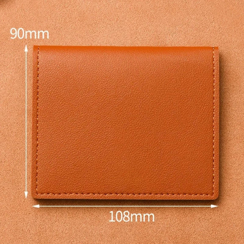 PU Leather Card Holder Business ID Credit Card Bags Wallet for Women Short Solid Purse with Buttons Ultra Thin Credit Card Bags