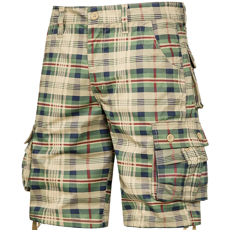 Men's Medium Pants Summer Cotton Comfortable Outdoor Sports Beach Pants Trend Plaid Shorts Loose Straight Large Size Cargo Pants