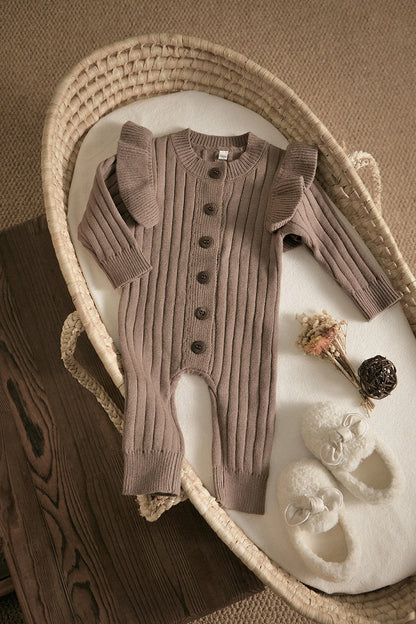 Ma&Baby 0-18M Winter Fall Baby Romper Newborn Infant Baby Boy Girl Knit Clothes Warm Long Sleeve Ruffle Jumpsuit  Soft Clothing