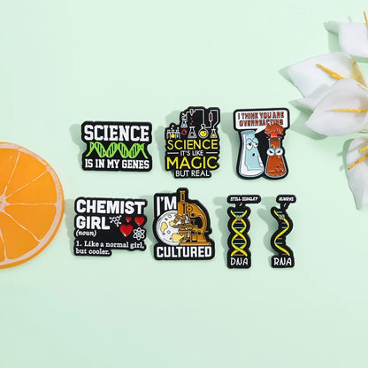 Chemical Structure Molecule Proton Enamel Pins Science Is In My Genes Brooches Lapel Badges Jewelry Gift For Physicists Chemists