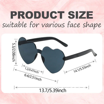 Heart Shaped Sunglasses  for  Women pink frameless Heart Glasses adults for wedding Bachelorette Party Favor Valentines Gifts