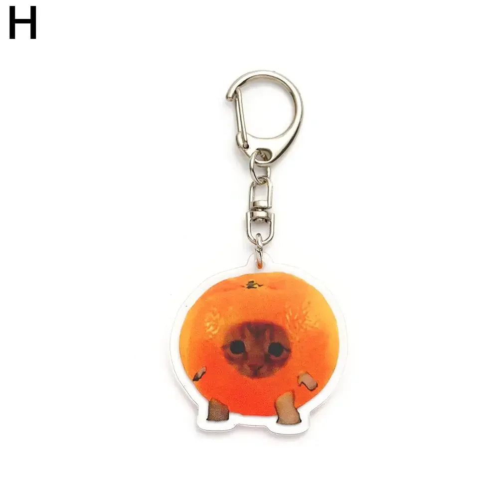 Food Cat Head Expression Keychain Popular Schoolbag Mobile Phone Pendant  Acrylic Fun Gift For Students Keyring Accessories