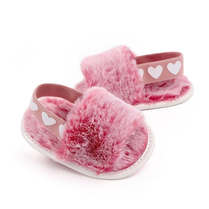 Baby Tie-Dye Fluffy Casual Shoes Toddler Shoes Elastic Plush Garden Sandals Children'S Outdoor Walking Casual Shoes For 0-1Y