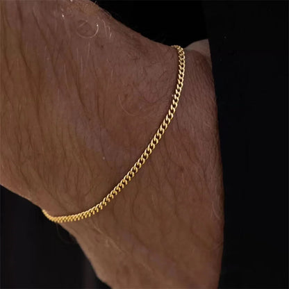 Bracciale da uomo con catena cubana in acciaio inossidabile color oro, semplice braccialetto retrò per donna, accessori di tendenza per gioielli hip hop, regalo