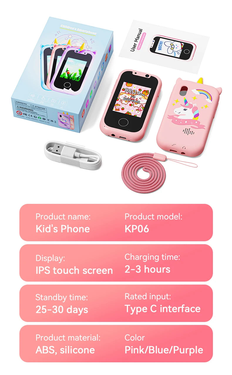 Children Phone Educational Toys Musical Toy Unicorn Baby Mobile Selfie Camera With Silicone cover Toys for Babies Birthday Gifts