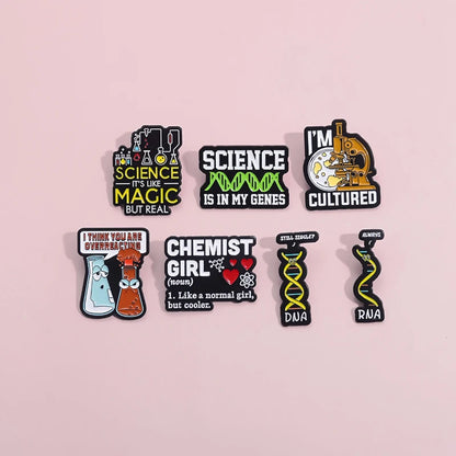 Chemical Structure Molecule Proton Enamel Pins Science Is In My Genes Brooches Lapel Badges Jewelry Gift For Physicists Chemists