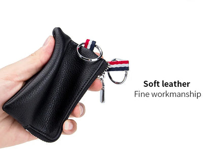 Genuine Leather Coin Purse Mini Card Holder Ultra-thin Small Zipper Cute Wallet Soft Cowhide Leather Driver's License Key Bag