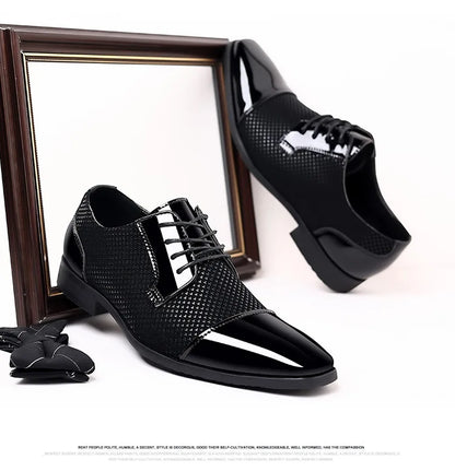 Trending Classic Men Dress Shoes For Men Oxfords Patent Leather Shoes Lace Up Formal Black Leather Wedding Party Shoes2023