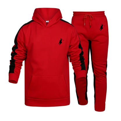 2024 Hot Sale Mens Tracksuit Hooded Sweatshirts and Jogger Pants 2 Piece Gym Outfits Autumn Winter Casual Sports Hoodie Set POLO