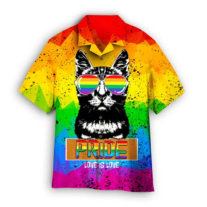 LGBT Gay Pride Hawaiian Shirt For Men Women Summer Street 3d Printed Shirts Love Is Love Lapel Short Sleeves Y2k Button Blouse