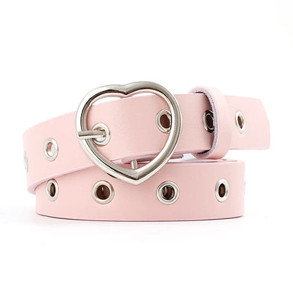 Fashion Women PU Leather Belt Heart Female Cute Black Harajuku Belt Ladies Pants Party Dress Heart Belts For Jeans