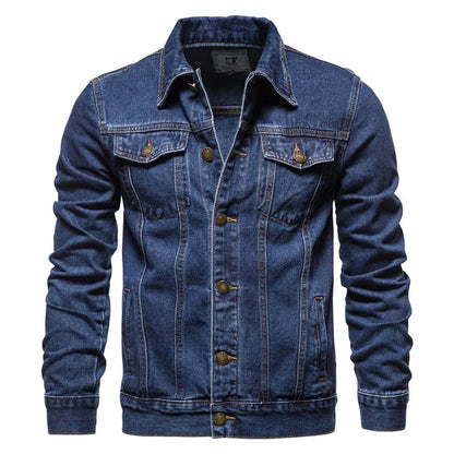 2024 herbst Männer Feste Denim Jacken Mode Motorrad Vintage Jeans Jacken Hommes Slim Fit Baumwolle Casual Schwarz Blau Mäntel