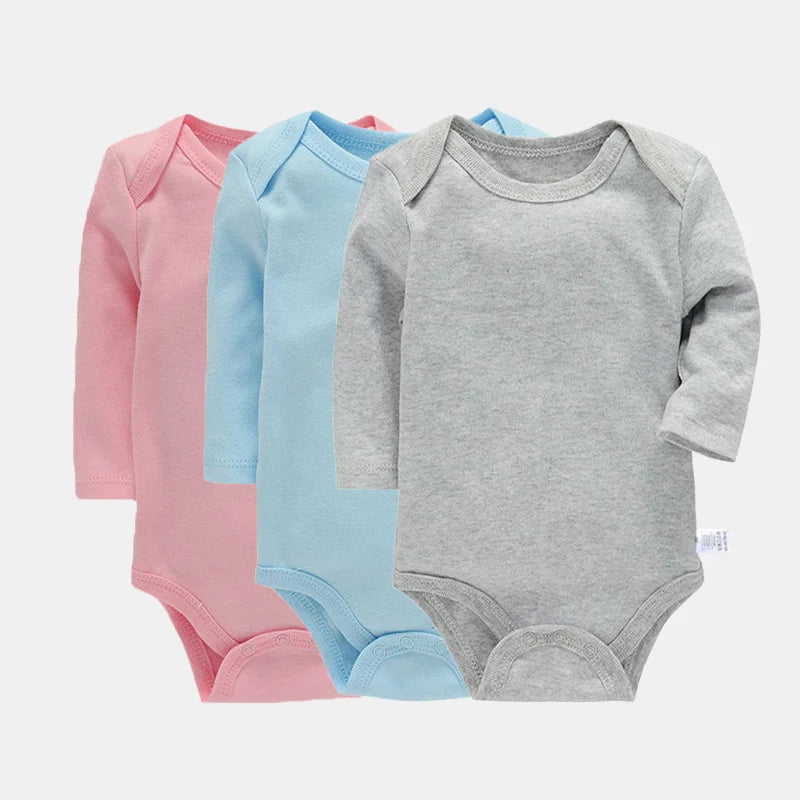 Lawadka 3Pieces/lot Bodysuit For Newborns Cotton Long Sleeve Infant Baby Girls Boys Jumpsuit Soft Solid Baby's Rompers 3-24Month