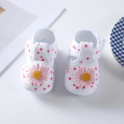 First Walkers Soft Sole Crib  Newborn Toddler Shoes Baby Girl Shoes  Cute Floral Bow Infant Baby Girls Shoes Non-slip Footwear