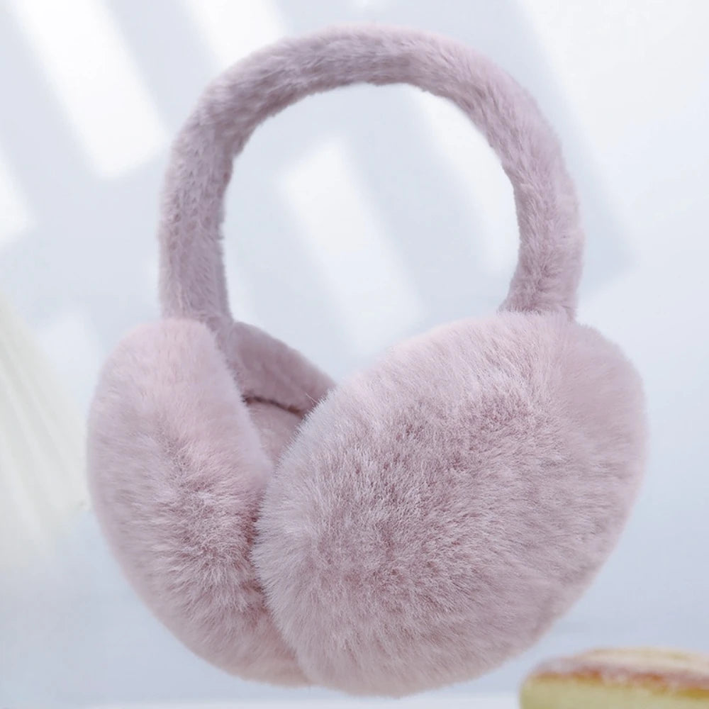 Foldable Plush Earmuffs Women Winter Warm Earflaps Unisex Portable Ear Headphone Outdoor Fashion Solid Color Frostproof Earcover