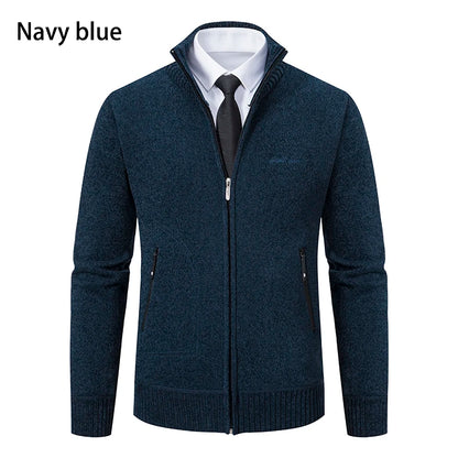 2023 Knitwear Spring and Autumn Men's Stand-up Collar Thick Warm Cardigan Sweater Winter Loose Casual Coat