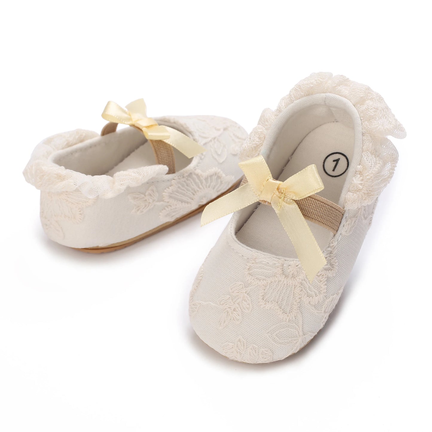 HAIZHIW 0-18 Months Cute White Lace Baby Girl Princess shoes Baby Shoes Bow Fringe Rubber Soled Non-slip Footwear Crib Shoes