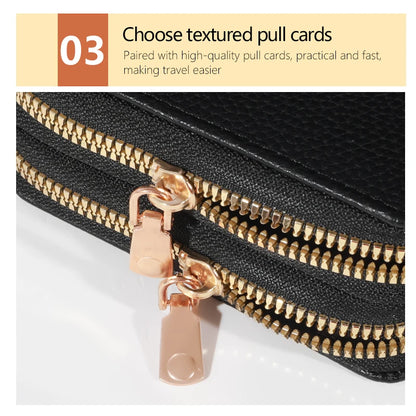 Women Zipper Short Style Purse LycheePattern Fashion Large Capacity Multi CaroSlot Coin Purse With Zipper