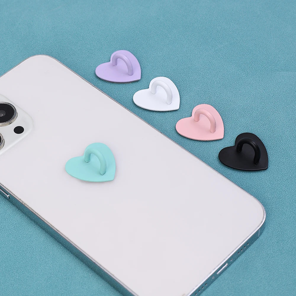 Kawaii Adhesive Metal Heart Phone Charm Holder Mobile Phone Case Finger Ring Stand Hooks Buckle Charms Clasp Accessories String