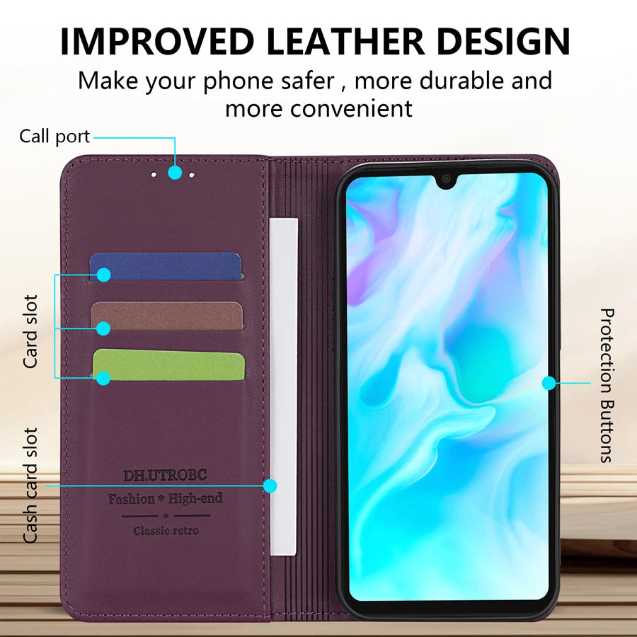 Wallet Skin Friendly Strong Magnetic Card Slot Flip Leather Case For Huawei P20 Pro P30 Lite P40 Lite P Smart 2019 Honor 10 Lite