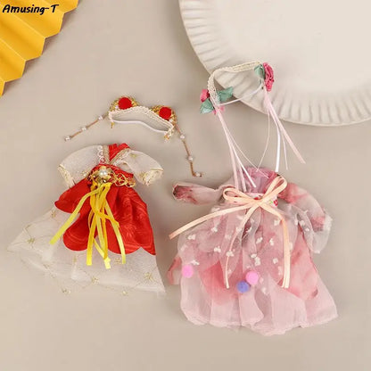 1set 16CM Chinese Style Doll Hanfu Clothing Dress Doll Ancient Costume Gown Dolls Clothes Accessories Dress Up Toys  For Girls