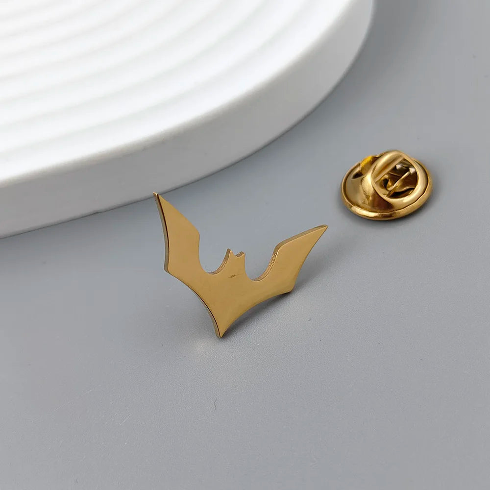 Stainless steel Bat Brooches Men Halloween Jewelry Accessory gold plated 3 colors lapel pins festival Gifts for Boyfriend