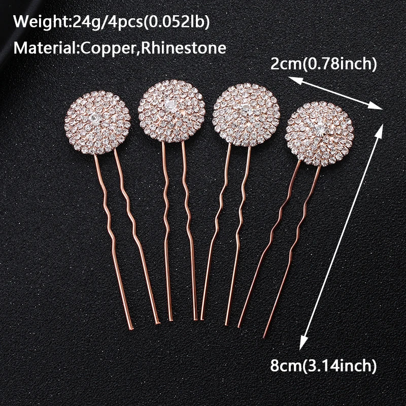 Rhinestone Hair Pins Forks Clips for Women Bridal Wedding Hair Accessories Pearl Hairpins Bride Headpiece Jewelry Gift Wholesale