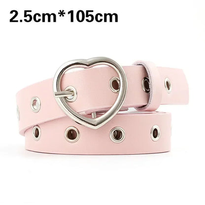 Fashion Women PU Leather Belt Heart Female Cute Black Harajuku Belt Ladies Pants Party Dress Heart Belts For Jeans