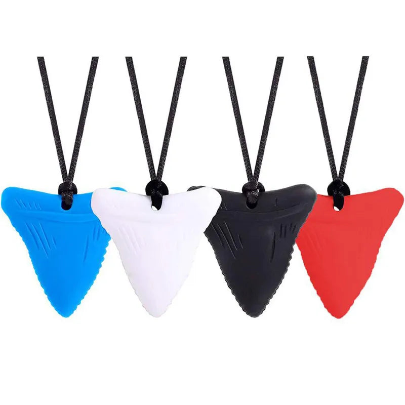 1 Pcs Sensory Chew Necklace Cartoon Chewy Kids Silicone Triangle Fangs Toys Silicone Teeth for Children with Autism Accessories