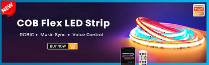 WLED Controller ESP32 RGBIC COB LED Strip Light Tape Kit Sound Reactive Music Sync Work with Alexa 24V 5 10 15 20 25 30 40 M