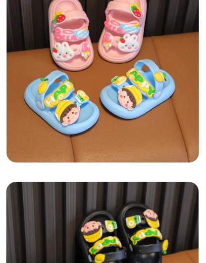 Cute Cartoon Baby Slippers for Girls, 2024 New Summer Anti-Slip Toddler Beach Shoes