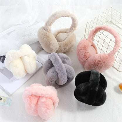 Foldable Plush Earmuffs Women Winter Warm Earflaps Unisex Portable Ear Headphone Outdoor Fashion Solid Color Frostproof Earcover