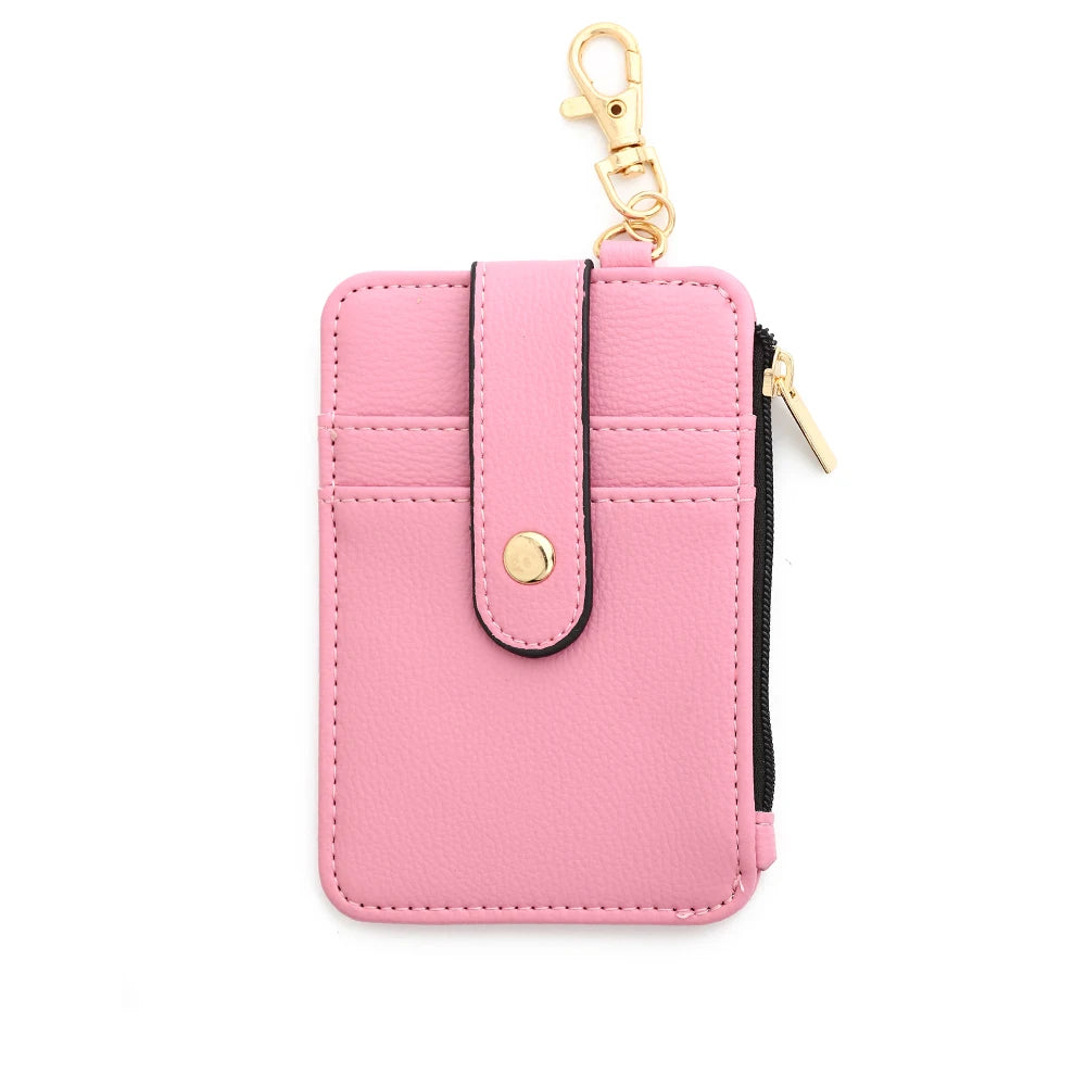 Fashion multifunctional Pattern Credit Card Bag Pu Leather Coin Purse Women Silicone Bead Bangle Keychain