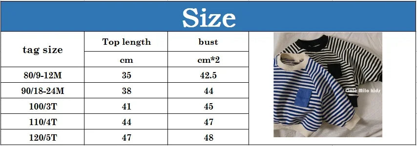 Spring Autumn Stripe Long Sleeves Sweatshirt Kids Boys' Loose Bat Sleeves Tops Girls'  Baby Boy Clothes