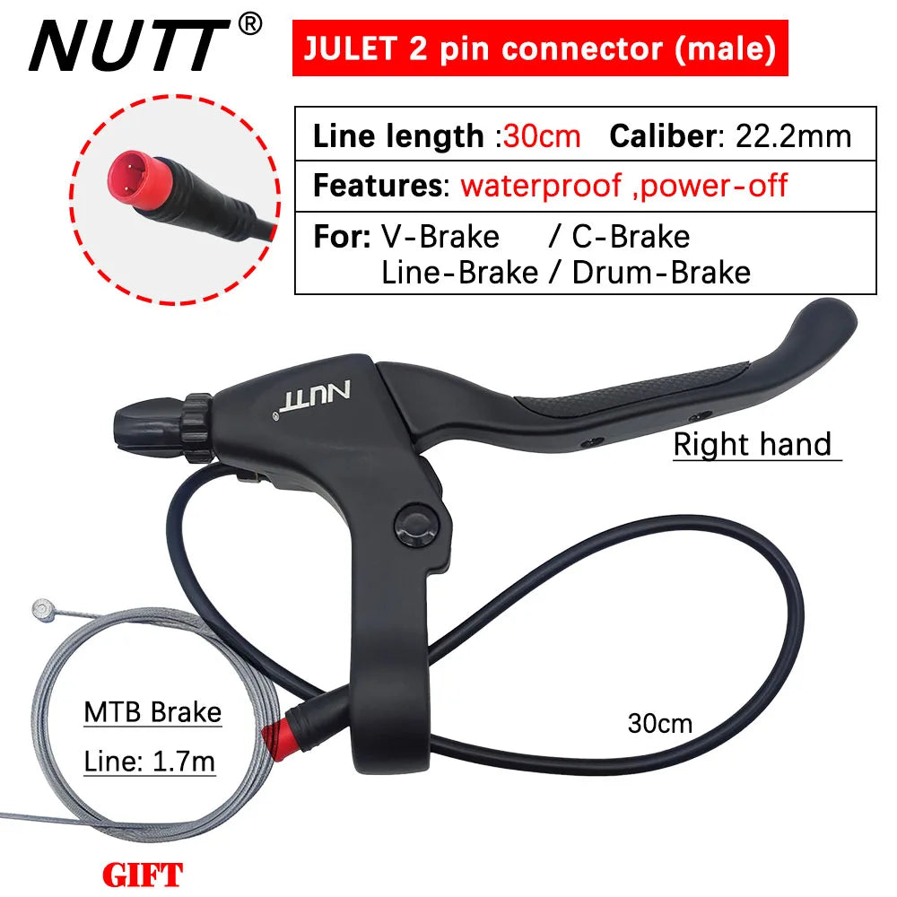 NUTT E-Bike Scooter Electric Brake Lever Bike Bicycles 22.2MM With Bell For Bicycles V-Brake / C-Brake / Line-Brake / Drum-Brake