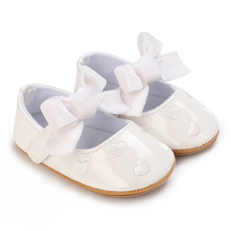 HAIZHIW 0-18 Months Cute White Lace Baby Girl Princess shoes Baby Shoes Bow Fringe Rubber Soled Non-slip Footwear Crib Shoes