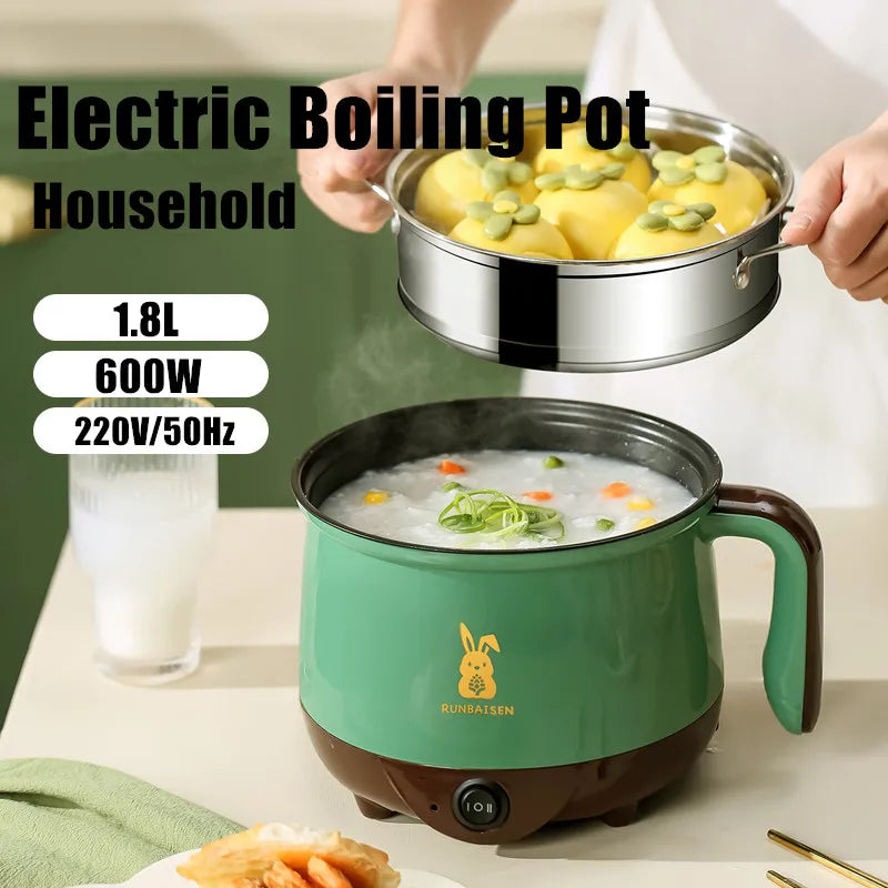 Mini Electric Cooker For Home Kitchen 2 People Food Noodle Steam Cooking Machine Single/Double Layer Multifunction Non-stick Pan