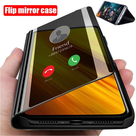 Etui on For Samsung Galaxy A53 A73 A23 M13 Case Smart Mirror Leather Cover na For A13 4G Lite A33 M23 5G Flip Phone Coque Bag