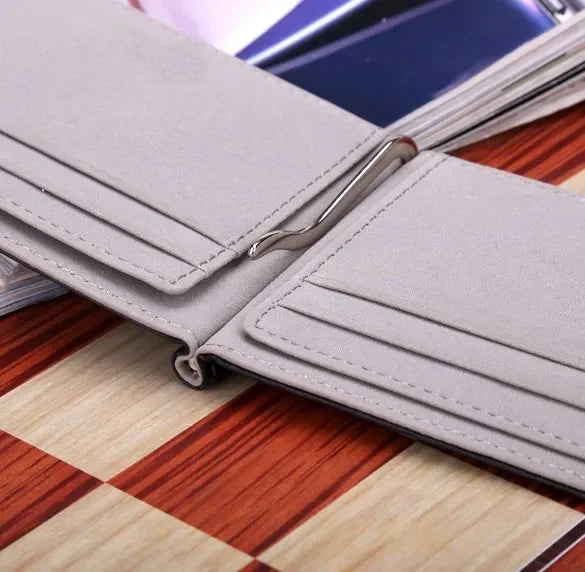 New Solid Color Men Wallet Small Short Skin Wallets Purses PU Leather Money Clips Sollid Thin Wallet  Men Purses 4 Colors