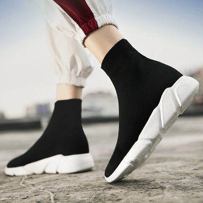 Fashion Black Men’s Sock Shoes Knit Breathable Unisex Socks Sneakers For Men Large Size 47 Lightweight Slip-On Casual Shoes Men