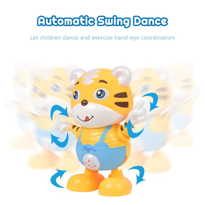 Dancing Electric Cartoon Cute Small Yellow Tiger Doll Home Decor Kid Gift Baby Early Education Musical Dance Light LED Baby Toys