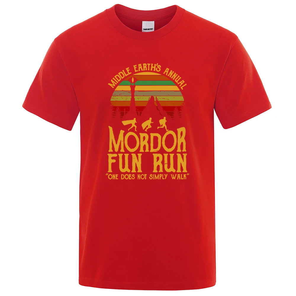 Middle Earth'S Annual Mordor Fun Run Print T Shirt Men Women Tshirts Summer Cotton Tops Cotton Loose Street Hip Hop T-Shirts