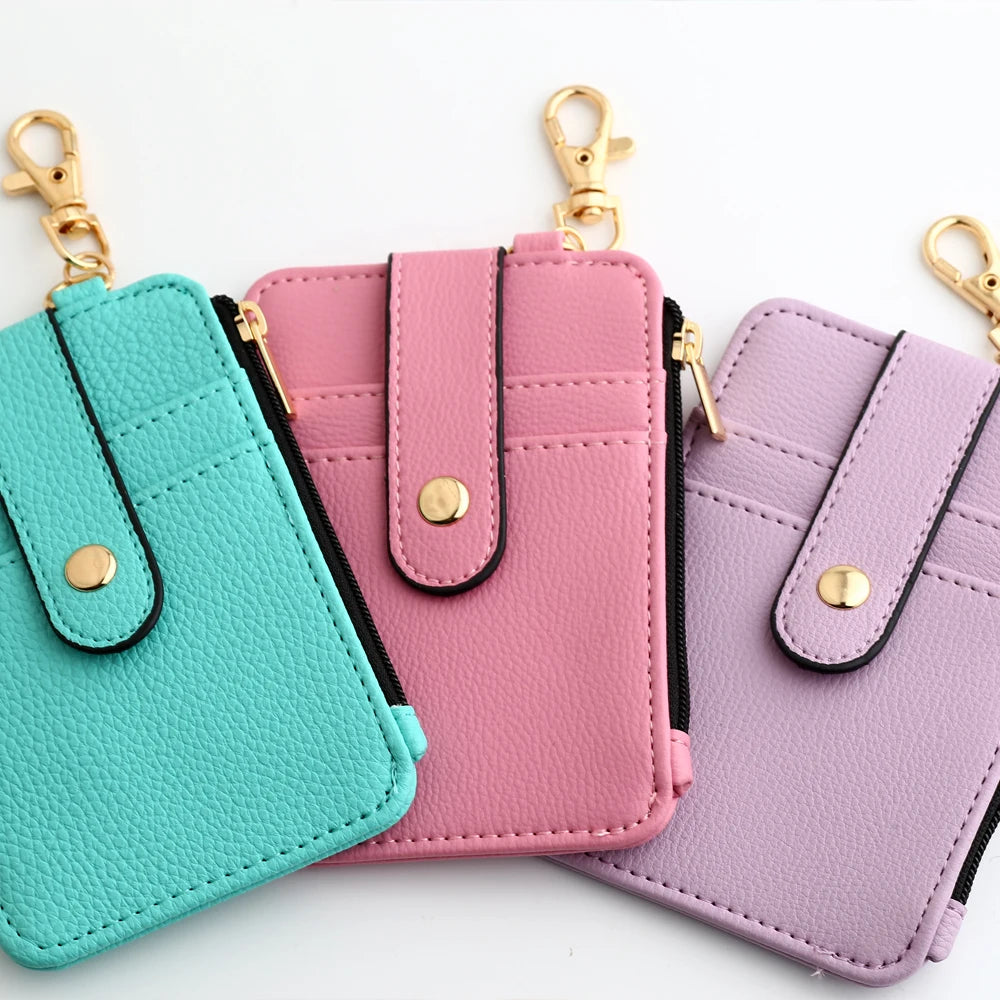 Fashion multifunctional Pattern Credit Card Bag Pu Leather Coin Purse Women Silicone Bead Bangle Keychain